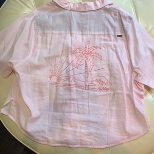 Hurley Embroidered pink button down